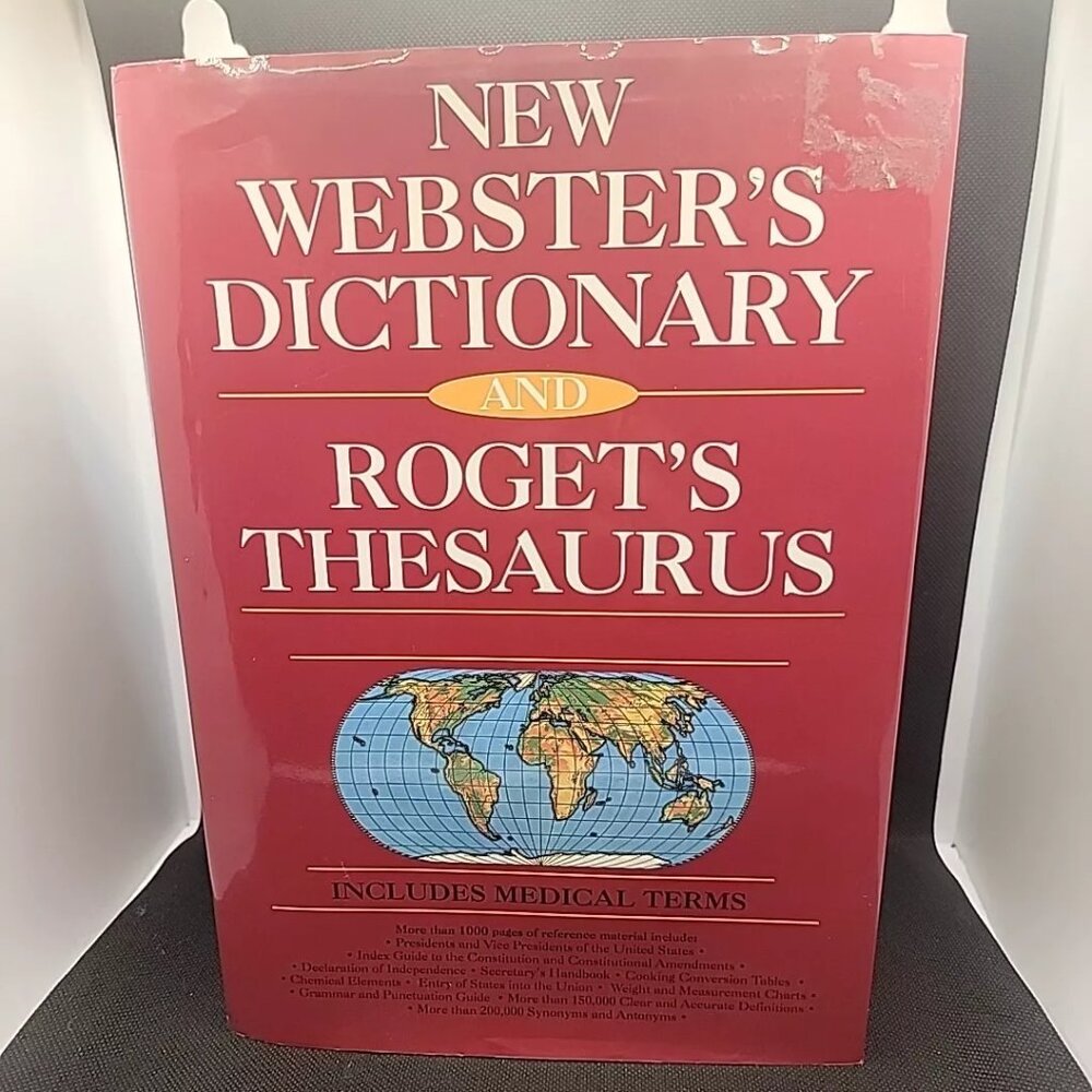 New Websters Dictionary and Rogets Thesaurus - Hardcover - ACCEPTABLE
